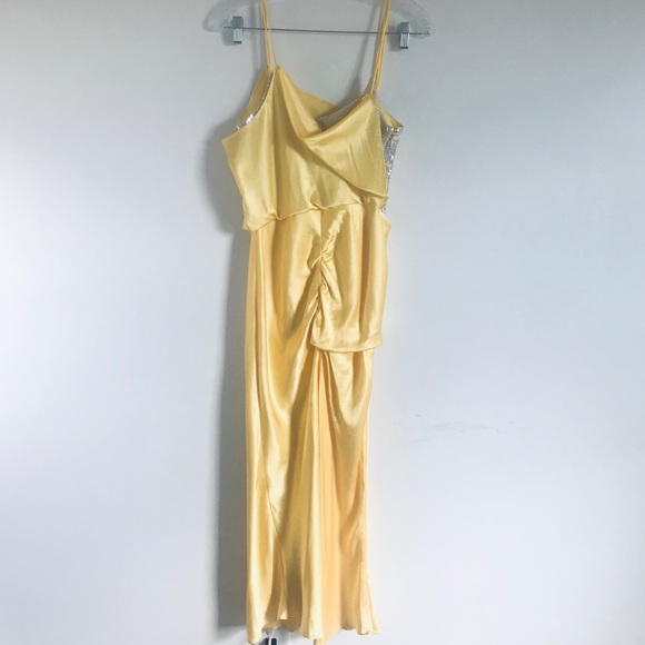 Topshop NWT Yellow Satin Slip on Dress Sz 6 - Picture 8 of 12